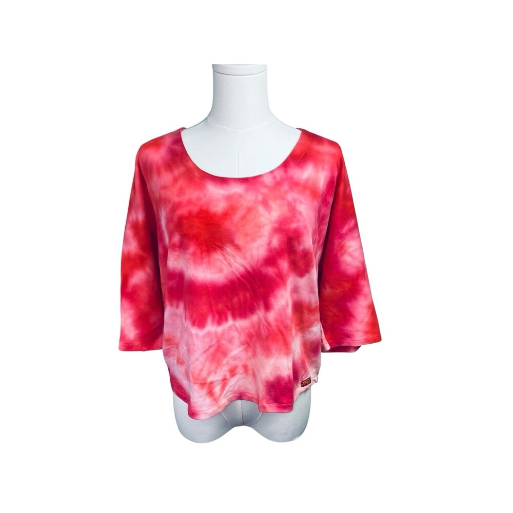 Vintage Jordache Tie Dye Crop Top Shirt Womens M Pink Red NOS NWT 80s 90s